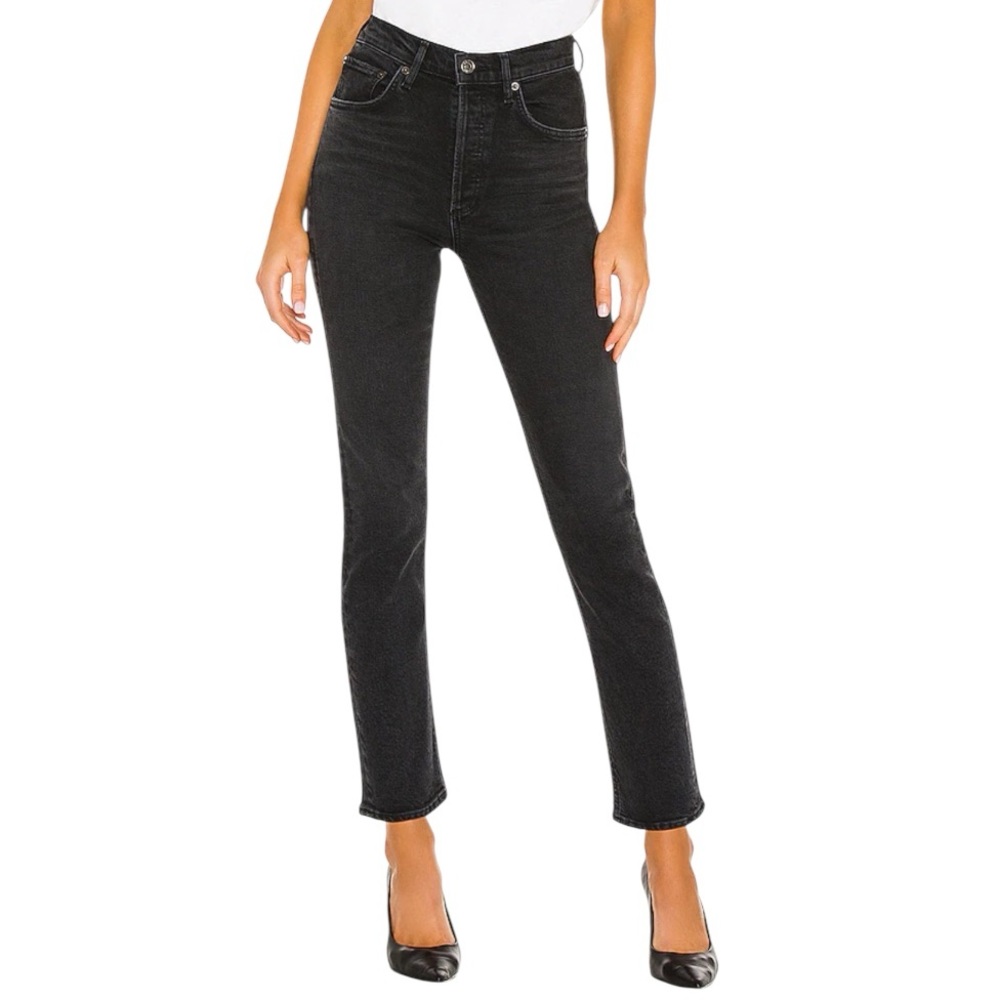 AGOLDE Riley High Rise Straight Crop Jeans in Panoramic Size 27